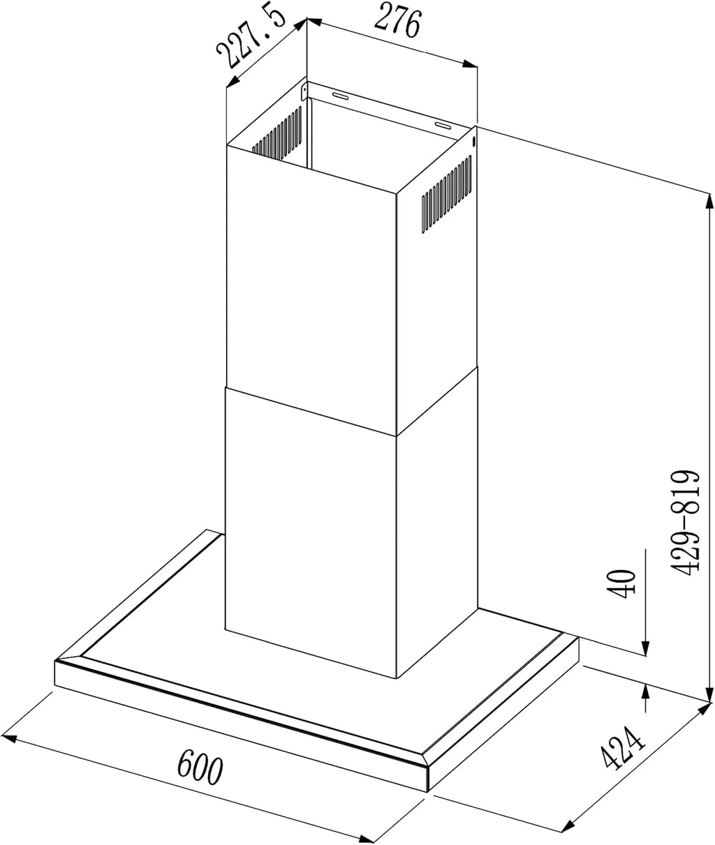 Cecotec Bolero Flux TT 604400 Black A++, okap kuchenny w kształcie litery T, 60 cm, moc ssania 413,3 m³/h, klasa A++, niewidoczne sterowanie dotykowe, sterowanie ręczne ruchem, funkcja Booster, filtr