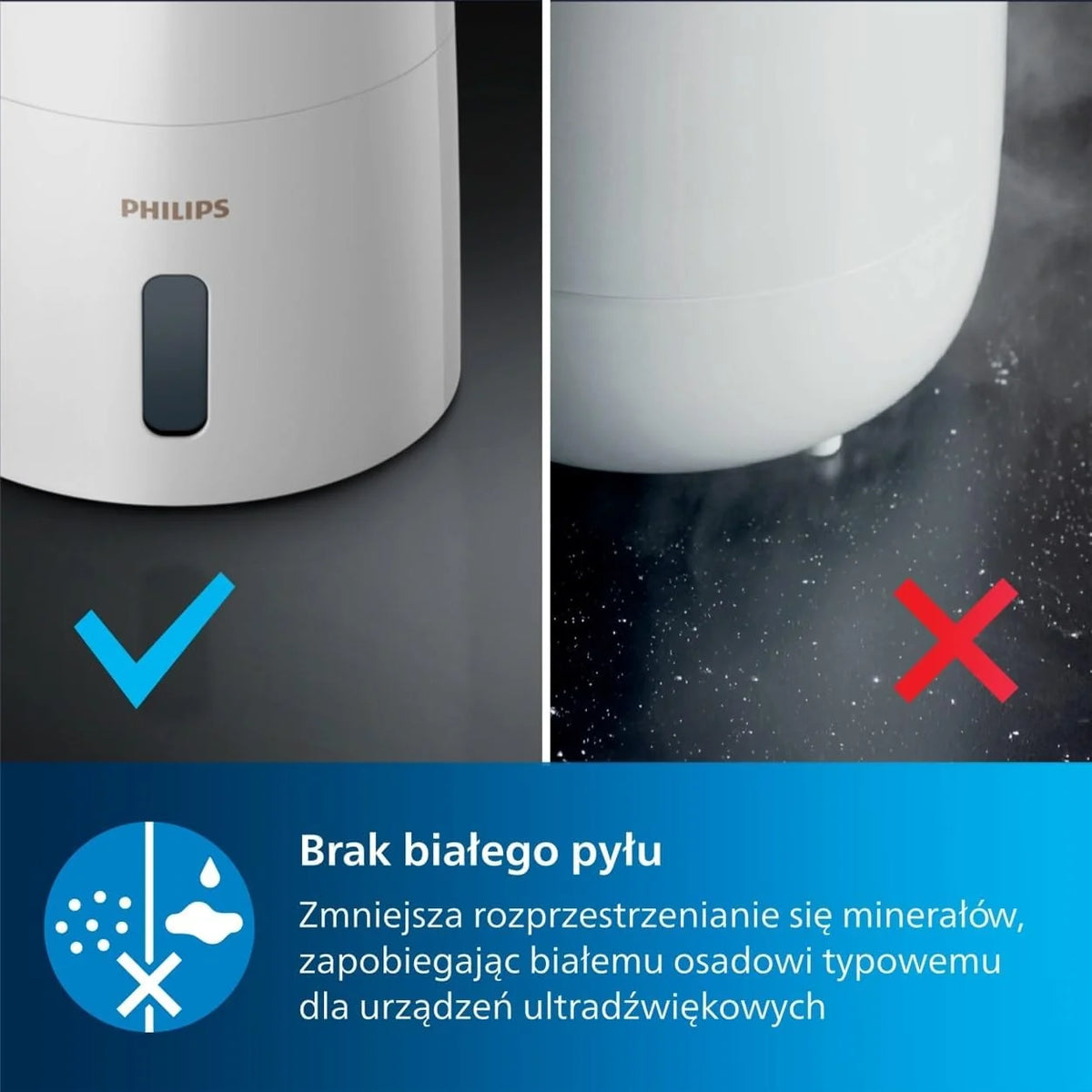 Philips Nawilżacz Ewaporacyjny serii 3000, do 45 m², NanoCloud, 3 l, Biały