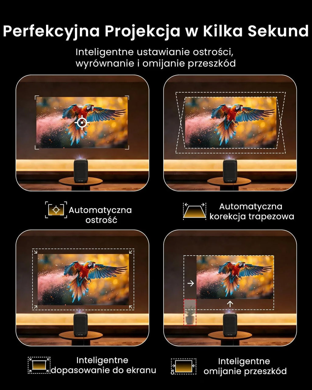 WEMAX Projektor Google TV 1080P Full HD, 500 ISO Lm, Obsługa 4K, MEMC Płynność Ruchu na Mecze 2026, W pełni Uszczelniona Optyka, Autofokus AI, HDR10, Dolby Audio, WiFi 5G, Bluetooth