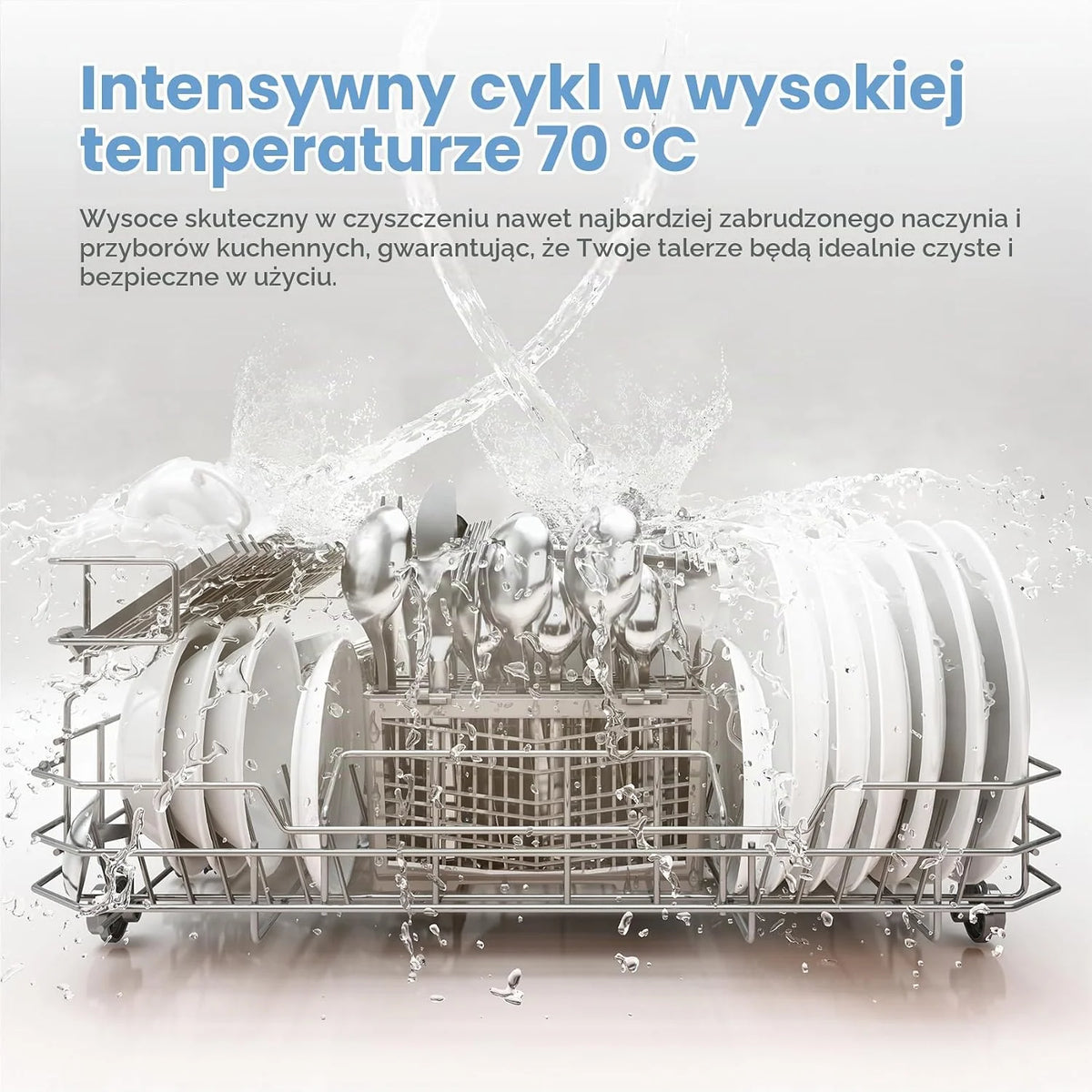 COMFEE Kompaktowa zmywarka CDWMT0602ESD-EU mini zmywarka z 6 sztućcami, 6 programów, klasa D, wyświetlacz LED, opóźniony start, intensywny cykl H-TEMP do 70°C, poziom hałasu 47 dB - srebrna
