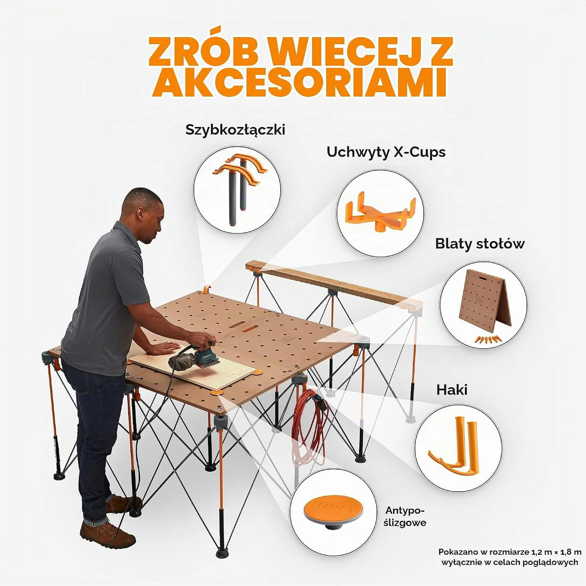 BORA Centipede CK15S składany kozioł roboczy i stół warsztatowy 122 × 244