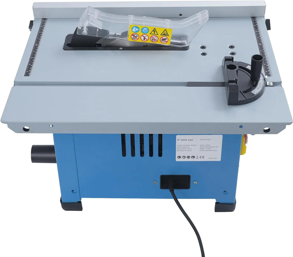 Mini stołowa pilarka tarczowa 1400 W, 4200 obr./min, z poszerzeniem stołu, cięcie 0-45° i głębokość cięcia 54 mm, piła tarczowa z brzeszczotem 210 mm do obróbki drewna i majsterkowiczów