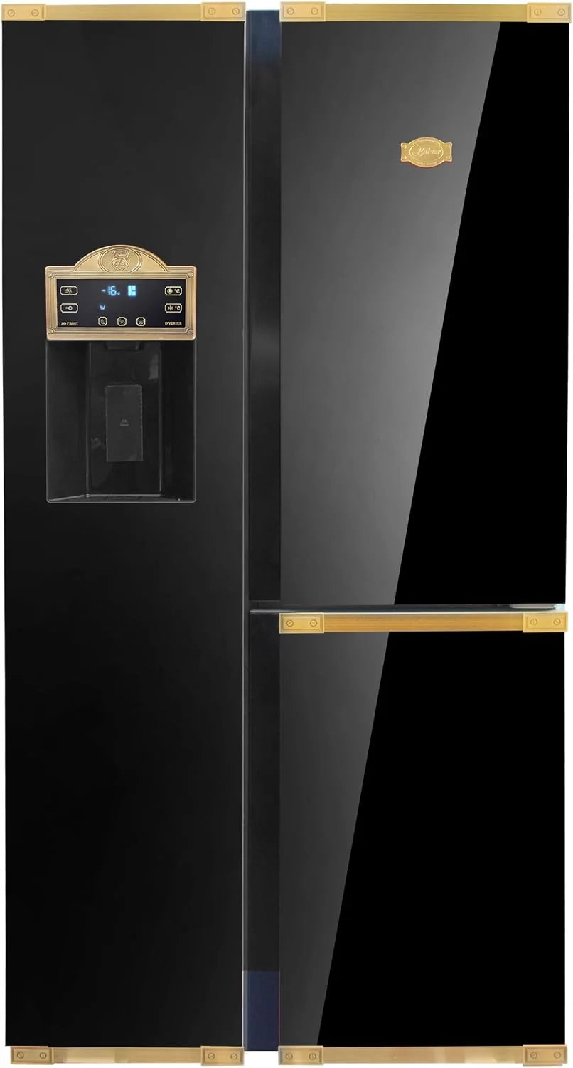 Kaiser Side-by-Side lodówka KS 90300 AD Bio • Art Deco lodówka/zamrażarka 538L • No Frost • System Fresh ICE • sprężarka inwerterowa • szary kolor szklany Antique Gold