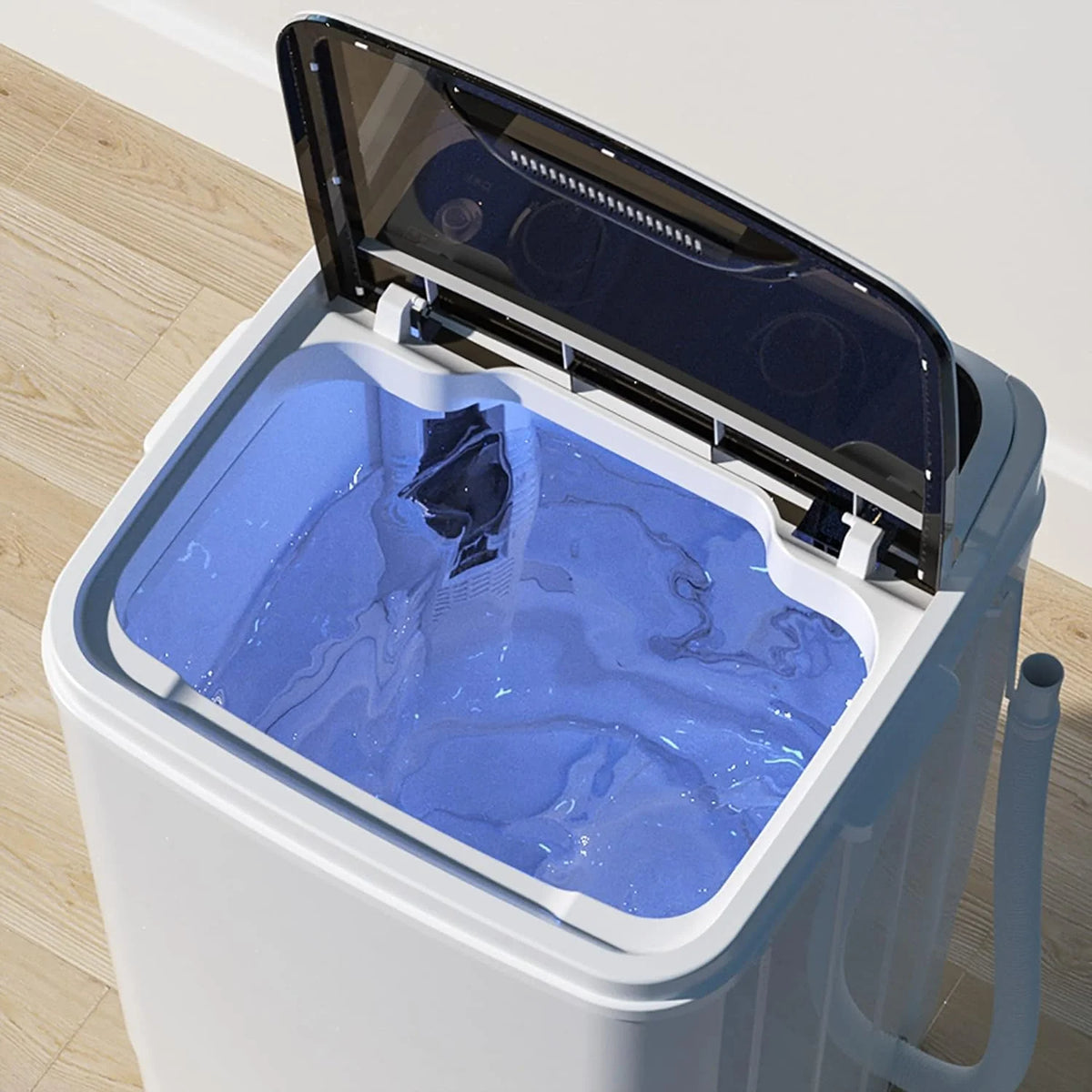 7,5 kg UV niebieskie światło bakteriostaza w pełni automatyczna pralka do przyczep kempingowych, mieszkań i podróży - kompaktowy rozmiar do użytku na zewnątrz - 41,5 x 39 x 64 cm
