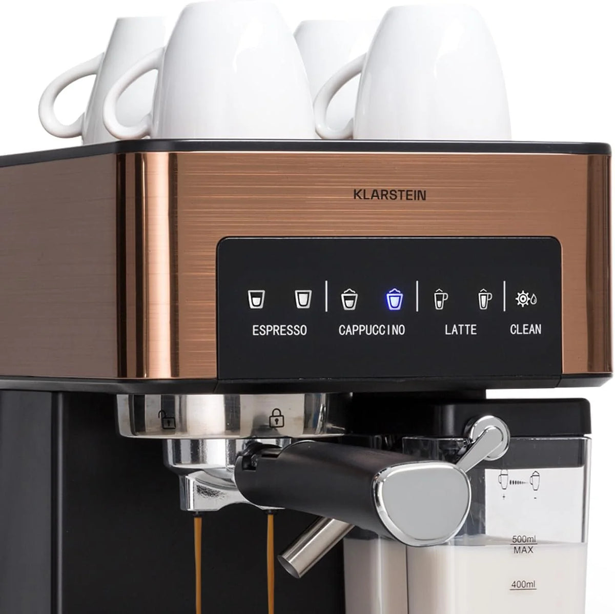 Ekspres kolbowy do espresso ze spieniaczem do mleka, Miniekspres do kawy 1,8 l z portafiltrem, Ekspres do kawy ze stali nierdzewnej z ciśnieniem 20 barów, 0,5-litrowy zbiornik na