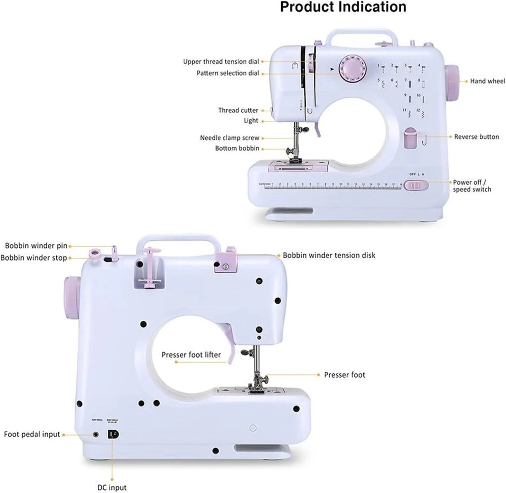 Wielofunkcyjna Elektryczna Maszyna Do Szycia, Biurkowa, Overlock, Ubrania DIY, Grube Szycie, 12 Ściegów, Regulowana Prędkość, Ładowanie USB