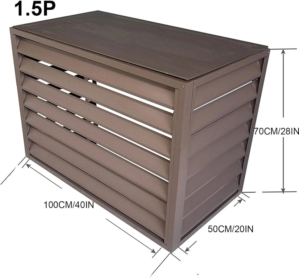 Brązowa, płaska aluminiowa osłona AC i ochrona pompy ciepła, mini dzielona osłona zewnętrzna, półka na rośliny i do redukcji hałasu, odporne na warunki atmosferyczne akcesoria zewnętrzne