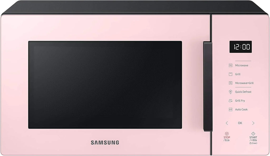 Samsung MG23T5018CP Kuchenka mikrofalowa, 23 l, 1100 W, Air Fry, ze złotniczą tacą, designerskie szkło, puder
