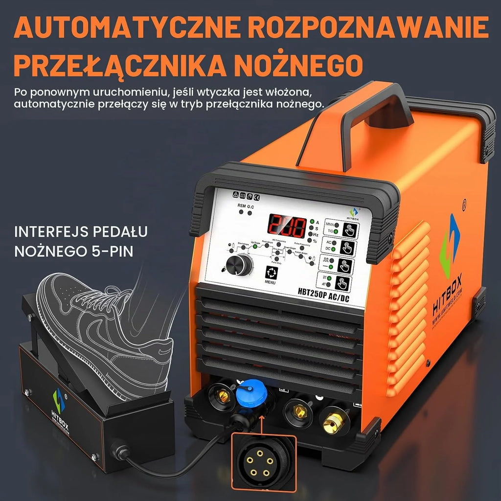 HITBOX Spawarka TIG AC/DC 200A 6‑w‑1, Z Impulsem