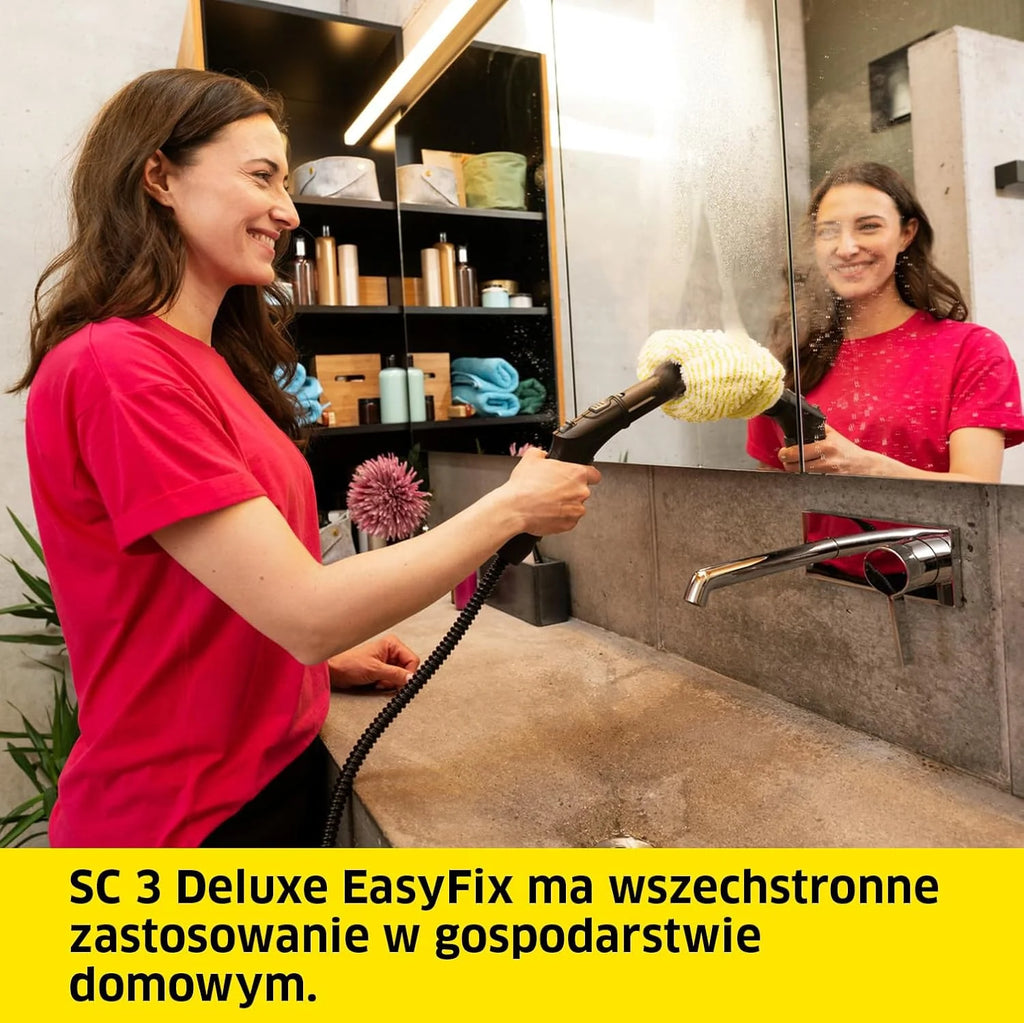 Kärcher Parownica SC 3 Deluxe EasyFix, ciśnienie: 3,5 bar, czas nagrzewania: 30 s, moc: 1.900 W, wydajność: 75 m², pojemność: 1 l, zestaw do czyszczenia podłóg, dysze i okrągła szczotka