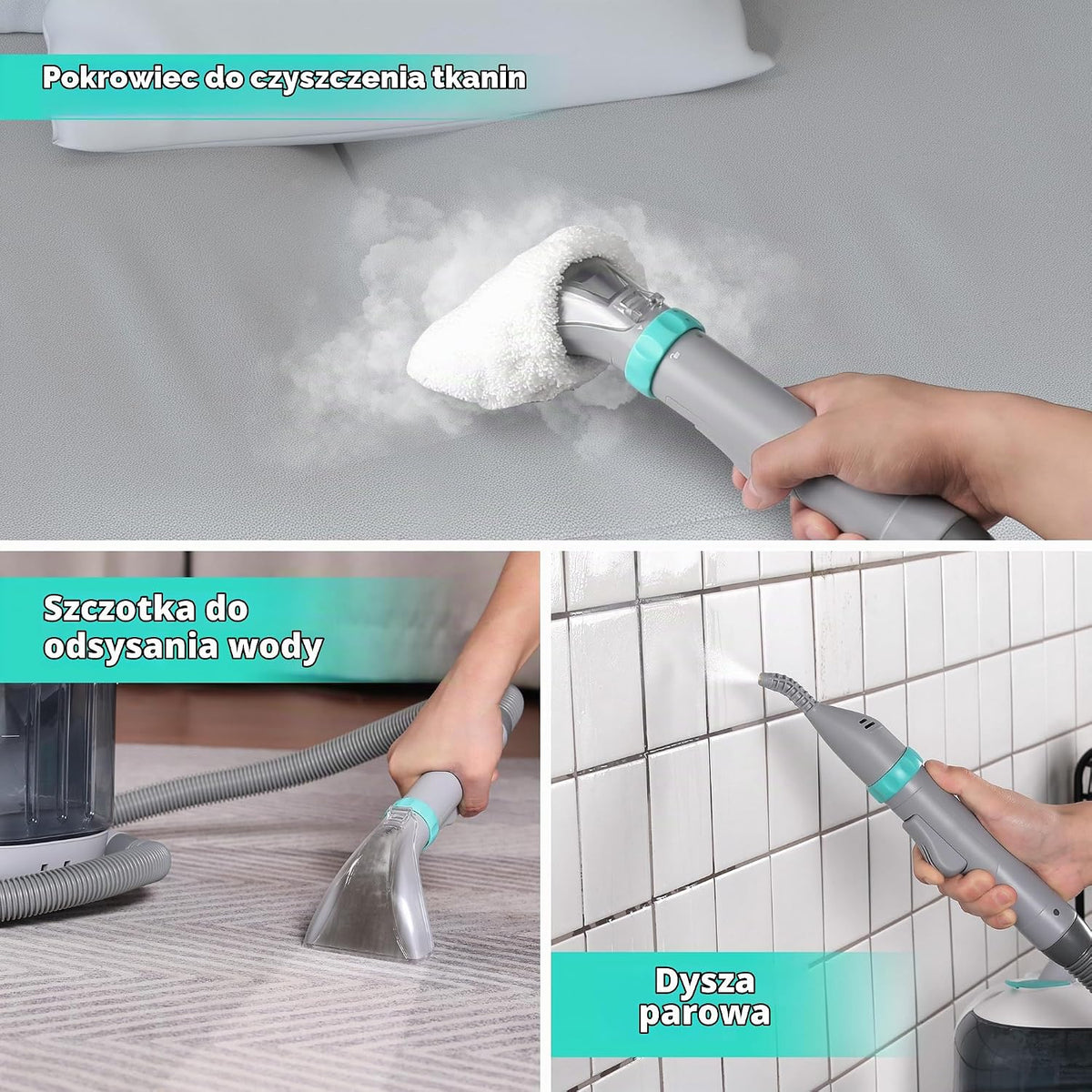 HAUSHOF StainZapper Vapo przenośna myjka parowa 1200 W, podkładka lawowa 1,8 l z ogrzewaniem do siedzeń samochodowych, dywanów i dywanów, myjka parowa do kuchni i łazienek z 750 ml środkiem