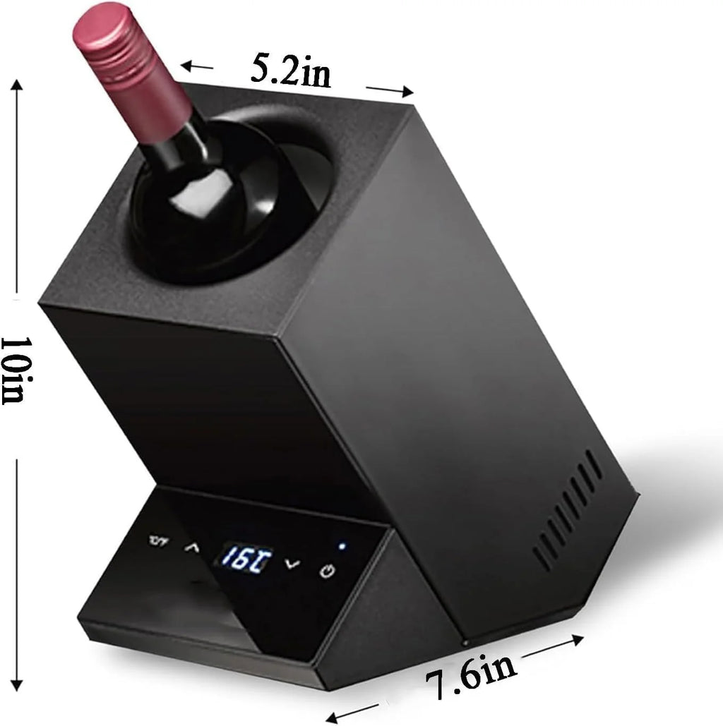 Przenośny elektryczny chłodziarka do wina do butelki 750 ml, ładowalna chłodziarka ze stali nierdzewnej 24 h, 12 V, samochód, dom, impreza, prezent na czerwone białe wino, średnica 9,5 cm (szary)