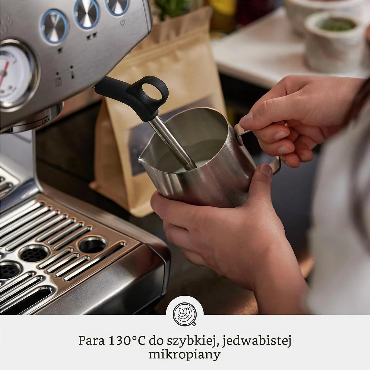 Sage Barista Express Impress - Ekspres do kawy od ziaren do filiżanki z młynkiem i spieniaczem mleka, Szczotkowana Stal Nierdzewna