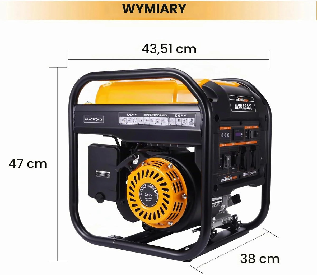 maXpeedingrods Inwerterowy generator prądu 3800 W, benzynowy, 4-suwowy