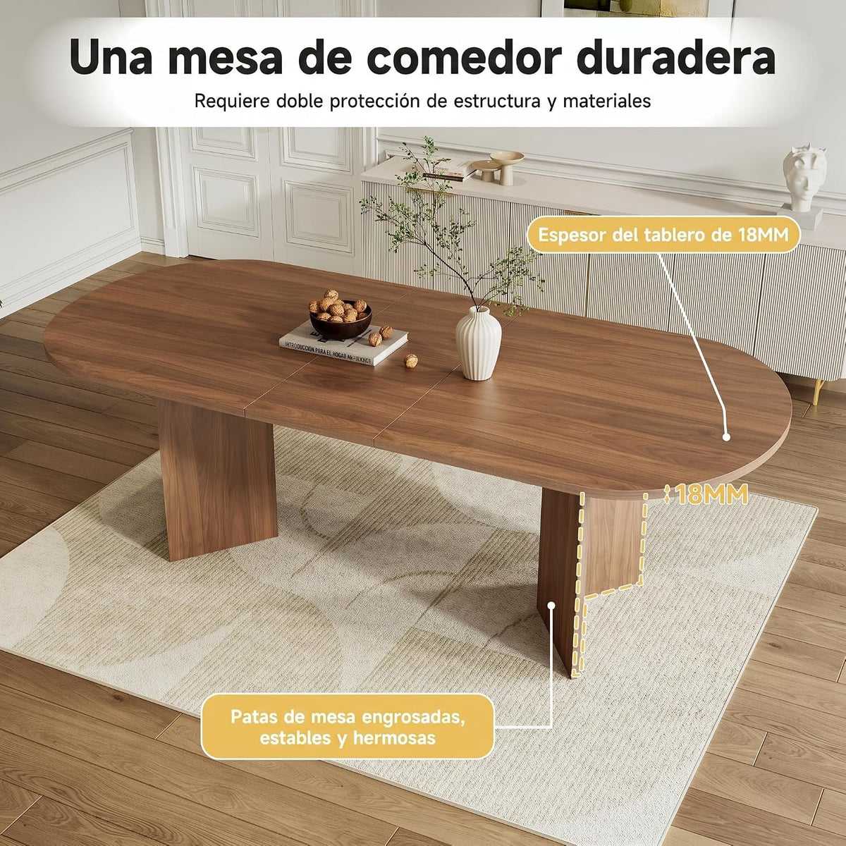 Okrągły stół do jadalni wysuwany 160/200 x 90 x 75 cm, wysuwany stół do jadalni, stół kuchenny, dla 6-8 osób, do kuchni, salonu (kolor drewna orzecha włoskiego, 160/200 x 90 x 75 cm)