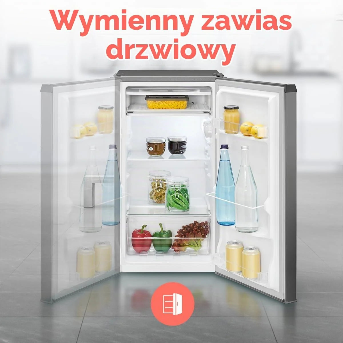Lodówka Bomann® z zamrażalnikiem, 83 litry, Energooszczędna, cicha i kompaktowa, 0°C - 8°C, płynna regulacja temperatury, 2 półki i szuflada na warzywa, Oświetlenie LED
