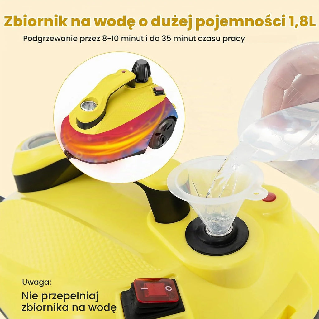 COSTWAY Myjka parowa 2000W, Para pod ciśnieniem: 5 bar, Zbiornik: 1,8L, Temperatura: do 160℃, Odkurzacz do podłóg z 29 akcesoriami i wałkami, Urządzenia parowe w zestawie z 5m kablem zasilającym