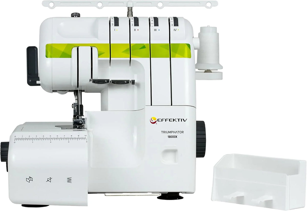 Triumphator 1700X Overlock, maszyna do szycia overlock, gwint 3/4 z mechanizmem różnicowym, pełna metalowa rama, 14 ściegów, automatyczne nawlekanie, moc 120 W - 1200 ściegów/min, pedał nożny