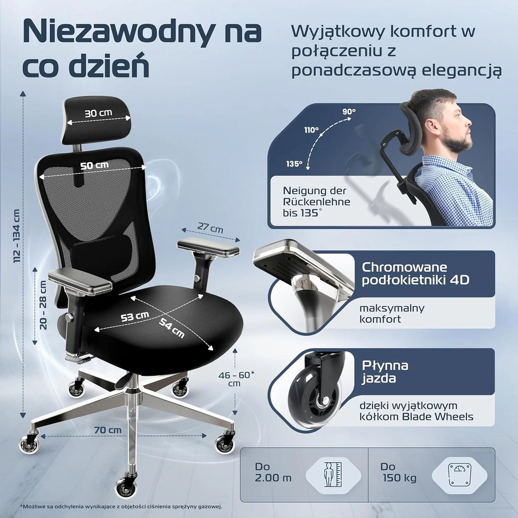 CLOUVOU CleverSeat Ergonomiczne krzesło biurowe [NR 1 W RANKINGU]