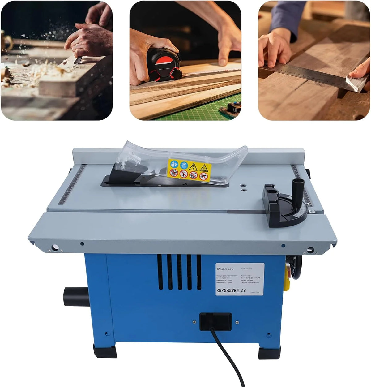 Mini stołowa pilarka tarczowa 1400 W, 4200 obr./min, z poszerzeniem stołu, cięcie 0-45° i głębokość cięcia 54 mm, piła tarczowa z brzeszczotem 210 mm do obróbki drewna i majsterkowiczów