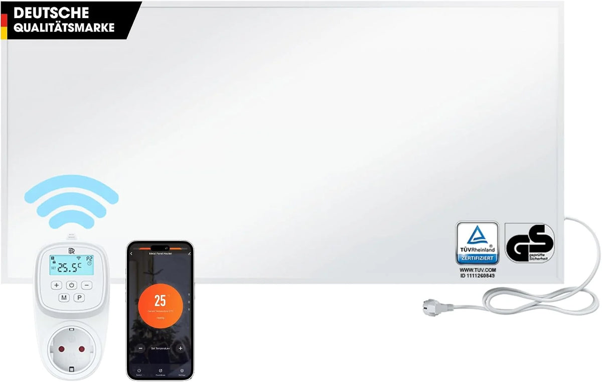 BRINGER Ogrzewanie na podczerwień - ogrzewanie elektryczne na podczerwień z ochroną przed przegrzaniem - element grzewczy CarbonCrystal - najnowsza technologia - termostat, WLAN, Smart Home