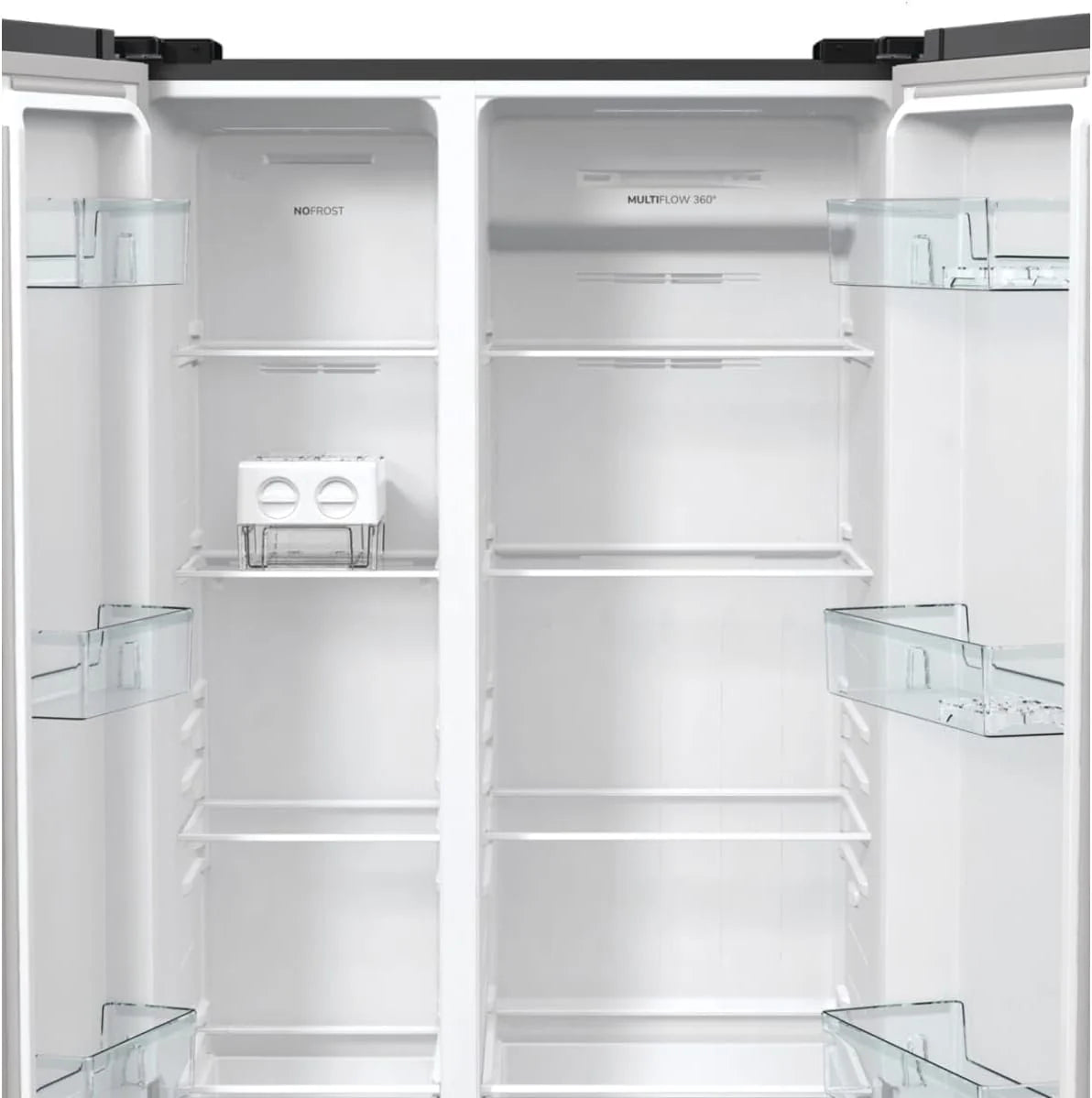Gorenje NRR 9185 EABXL Side by Side lodówko-zamrażarka, Made in Europe, EEK E, NoFrostPlus, kompresor inwerterowy, Crisp Zone, ConvertActive Zone, FastFreeze, 178,6 cm, czarna