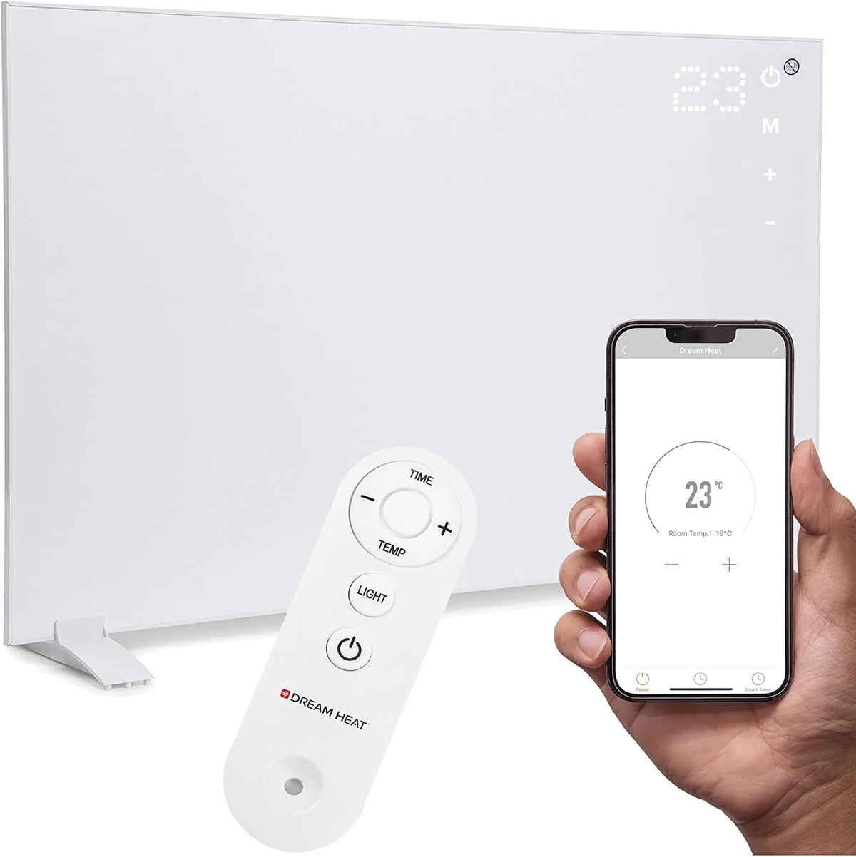 DREAM HEAT Ogrzewanie na podczerwień 720 W z panelem dotykowym, energooszczędne, pilot zdalnego sterowania, WiFi, sterowanie za pomocą aplikacji, funkcja timera, ogrzewanie elektryczne, promiennik,