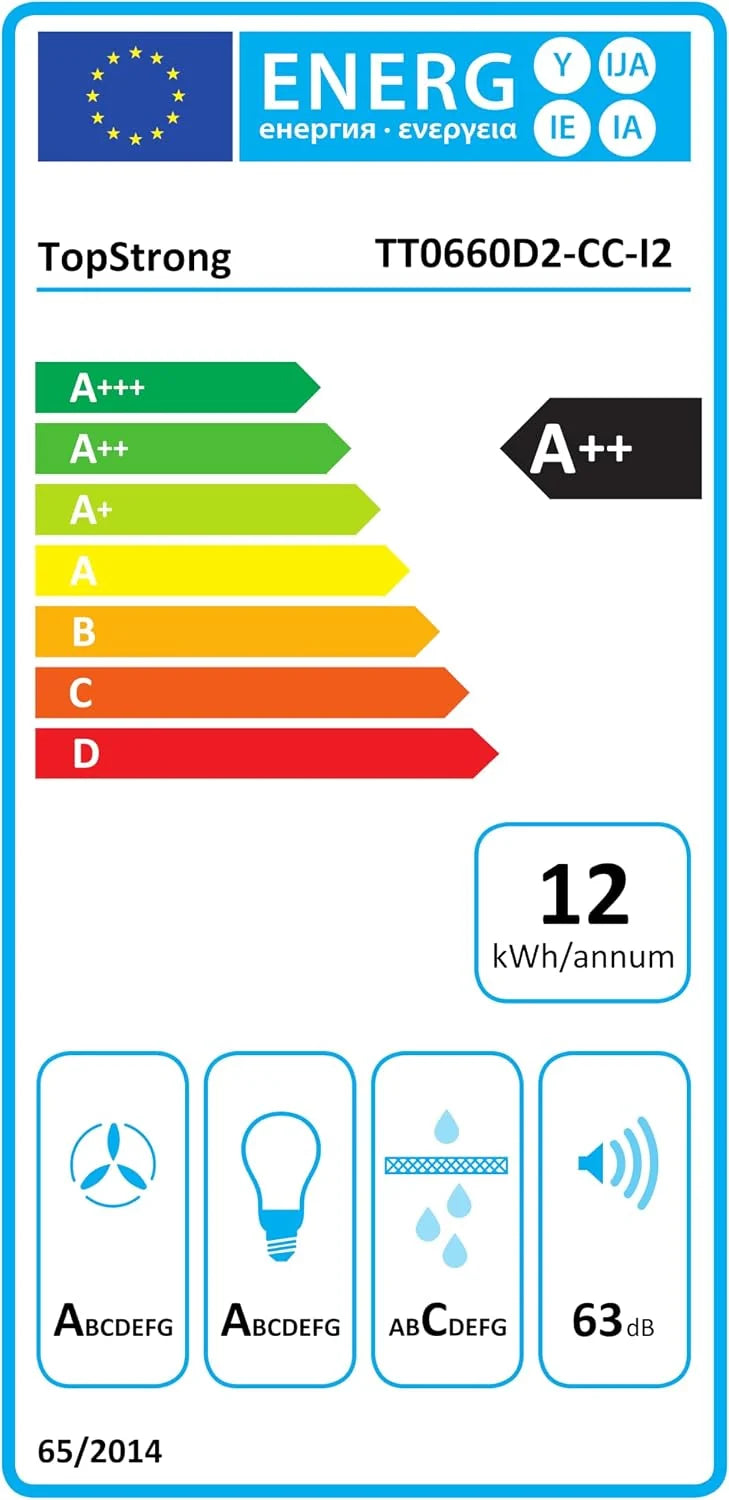 TopStrong okap kuchenny 60 cm, strumień powietrza 700 m³/h, stal nierdzewna, 9-stopniowe sterowanie Soft Touch, 2 W światło LED, okap wyciągowy obiegowy/wylot powietrza