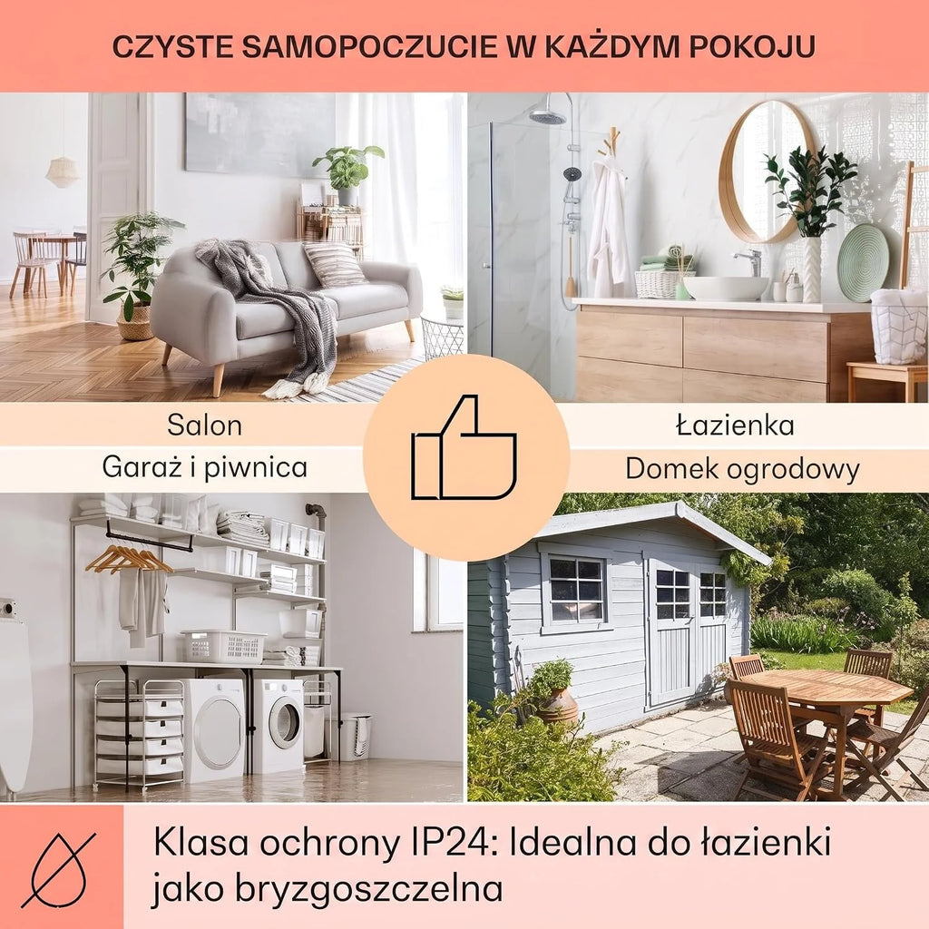 Klarstein Wonderwall - grzejnik ścienny, ogrzewanie na podczerwień, timer tygodniowy, funkcja automatycznego wyłączania, odpowiedni dla alergików, IP24, 50 x 90 cm, biały