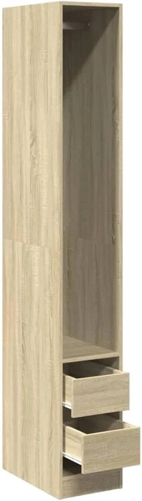 szafa dąb sonoma 30x50x200 cm szafka z materiału HDF z 1 półką i 2 szufladami szafka do przechowywania ubrań