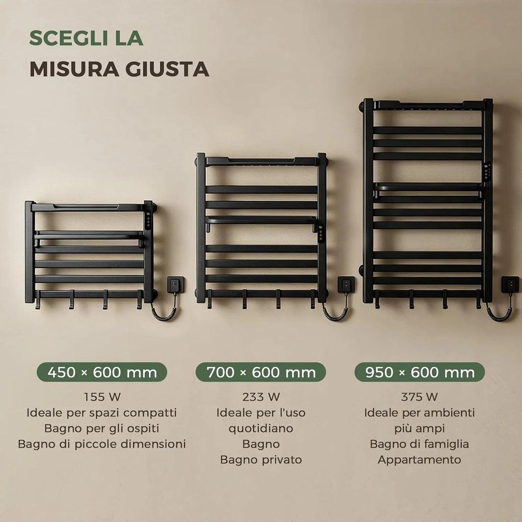 Grzejnik łazienkowy elektryczny z półką 700 × 600 mm233 W Czarny