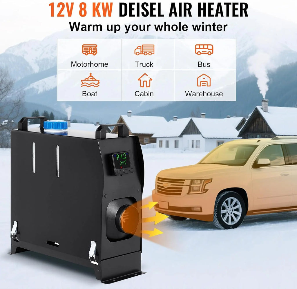 8KW 12V nagrzewnica powietrza na olej napędowy All-in-One nagrzewnica jednootworowa ogrzewanie na olej napędowy przenośny grzejnik na olej napędowy czarny do samochodów kempingowych łodzi