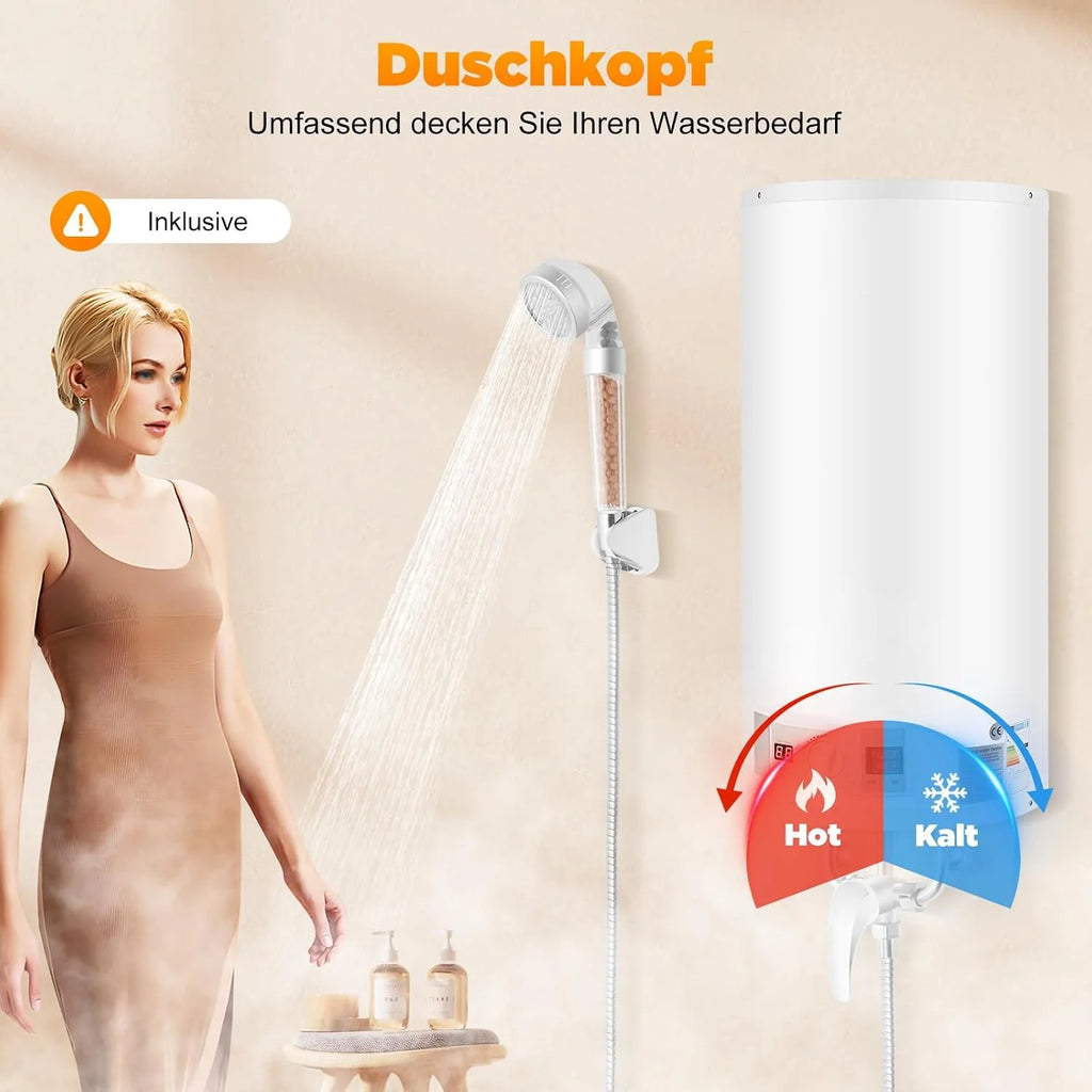 Elektryczny podgrzewacz wody, 80 l, elektryczny podgrzewacz wody, elektryczny podgrzewacz wody, wiszący na ścianie, bojler, podgrzewacz wody, urządzenie do podgrzewania wody z słuchawką prysznicową