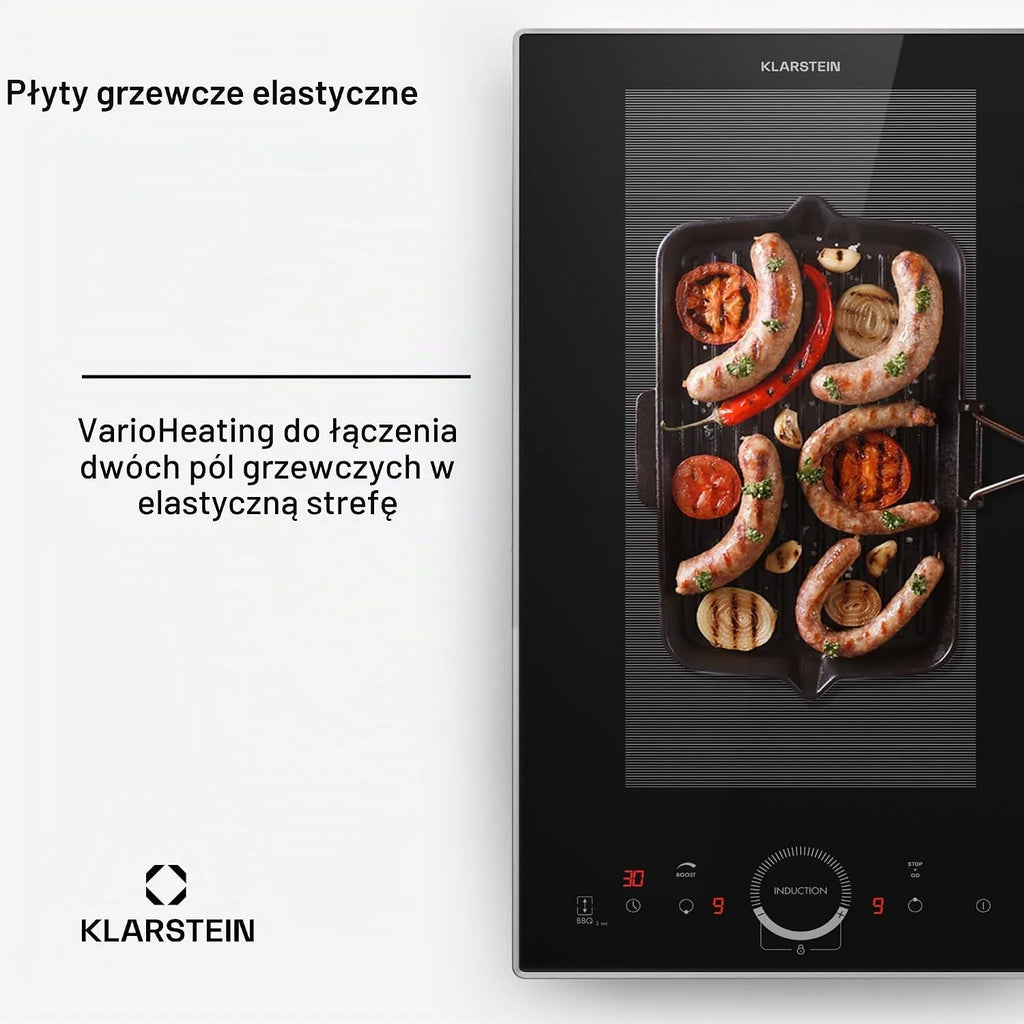 Klarstein Wpuszczana elektryczna płyta indukcyjna, podwójna płyta grzewcza, płyta indukcyjna z 2 palnikami, 3500 W x2 indukcyjne stoły kuchenne, sterowanie dotykowe, cyfrowy wyświetlacz i timer