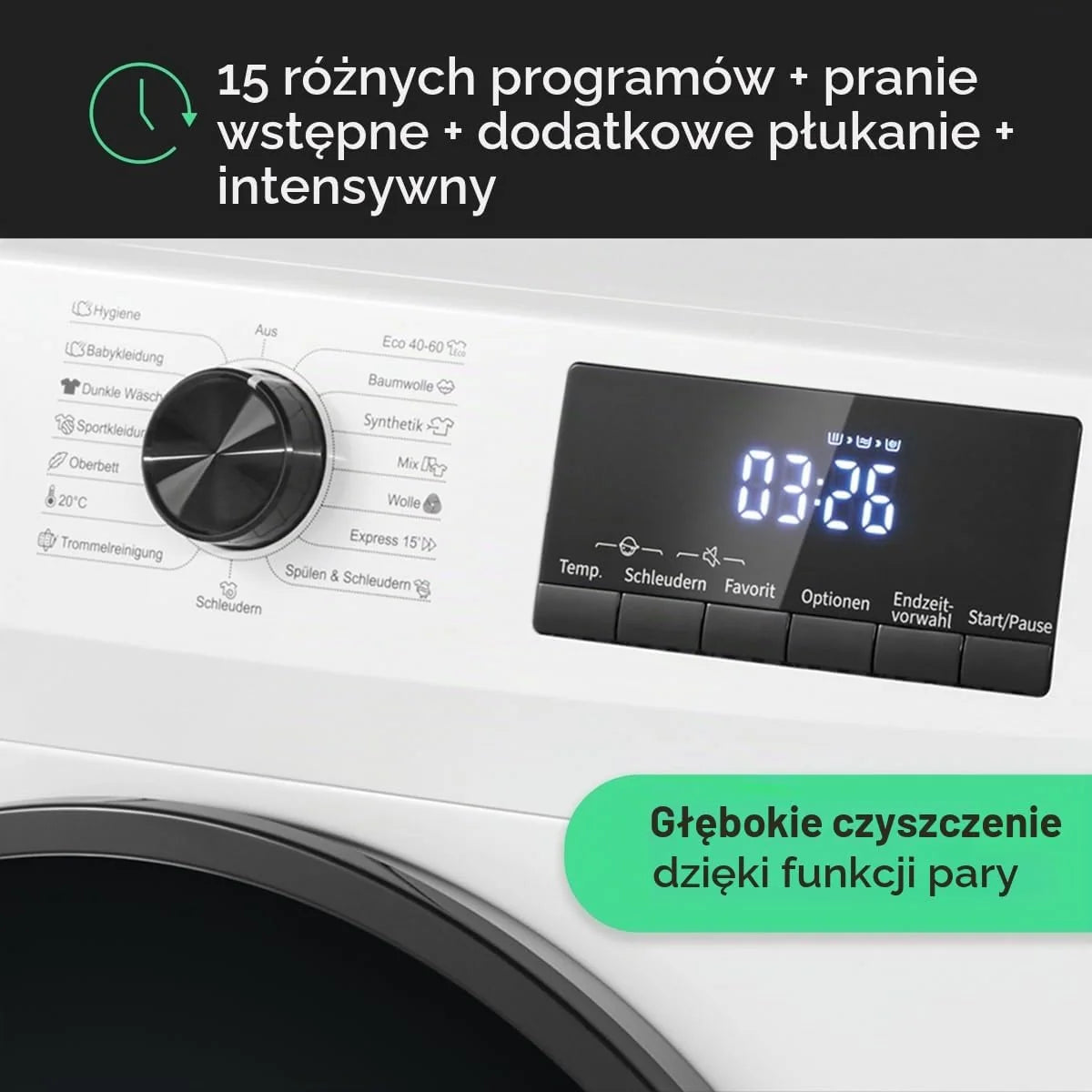 Bomann® Pralka 7 kg | maks. 1400 obr./min | 10 lat na silnik | wydajny, cichy i trwały silnik inwertorowy | 15 programów | wyświetlacz LED | Washing Machine | WA 7175 biało-czarna