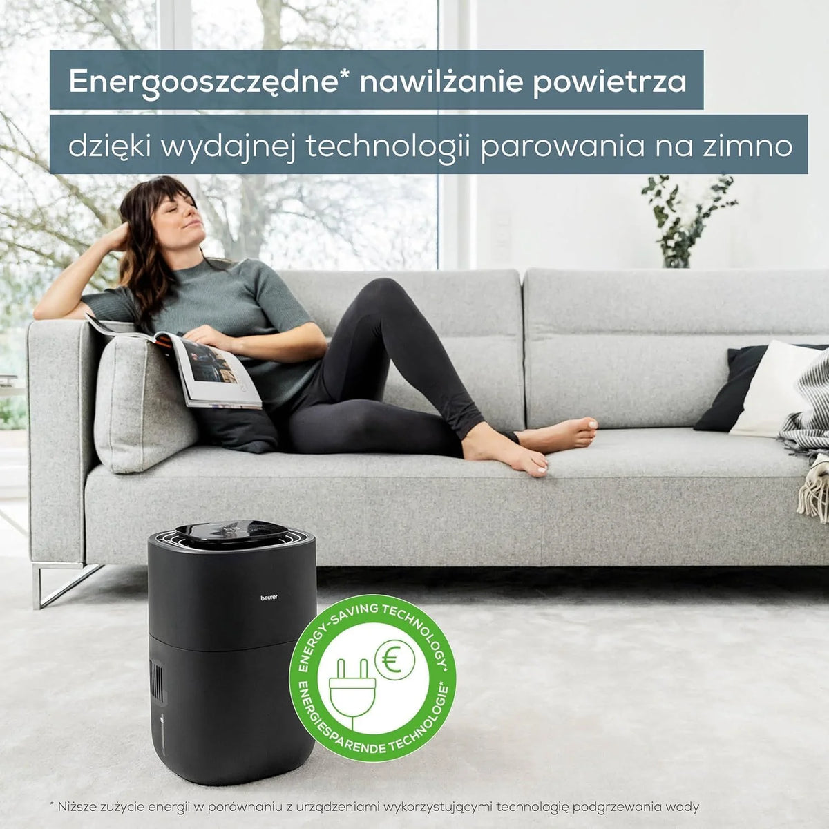 Beurer LB 200 Nawilżacz z energooszczędną technologią zimnego parowania, higieniczne stałe nawilżanie powietrza, z funkcją osuszania filtra, 3 poziomy nawilżania, do pomieszczeń o pow. do ok. 30m
