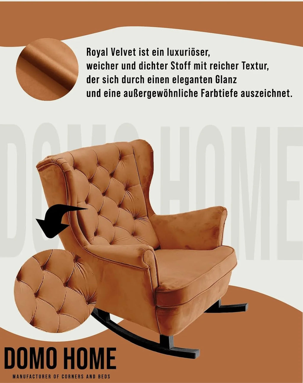 Fotel relaksacyjny, tapicerowane siedzisko, podłokietniki, fotel telewizyjny, fotel wypoczynkowy, fotel wypoczynkowy, fotel z podłokietnikami, 102 x 81 x 95 cm, pomarańczowy_29824