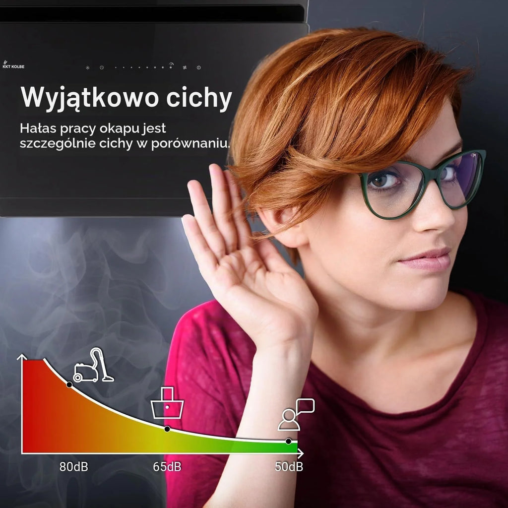 KKT KOLBE A+++ okap kuchenny 80 cm 782 m³/h | obieg powietrza | powietrze wylotowe | bez głowy | okap ścienny | osłona ścienna | czarny | szkło | automatyczny wybieg | SensorTouch | oświetlenie LED |