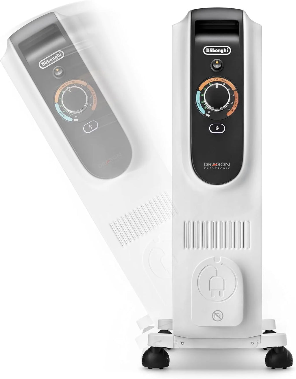 De'Longhi Dragon EasyTronic – grzejnik olejowy do pomieszczeń do 75 m³, ogrzewanie elektryczne z termostatem bezpieczeństwa, 10 żeber, indywidualne ogrzewanie – 12 poziomów temperatury, przenośny