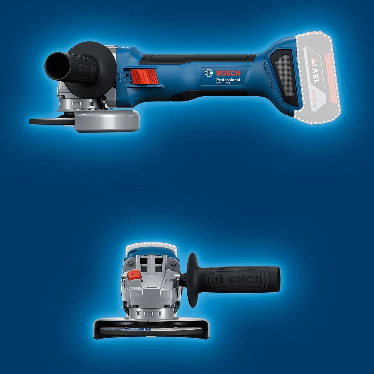 Bosch Professional 18 V firmy Bosch: akumulatorowa szlifierka kątowa GWS 18V-8 (Ø tarczy 125 mm, walizka L-BOXX)
