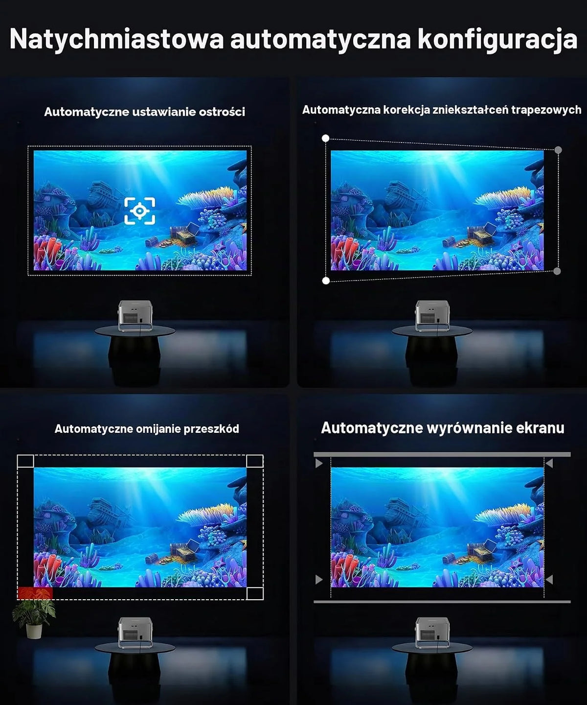 [Google TV & Oficjalne Apps] Projektor Przenośny 800 ANSI, Natywne 1080P