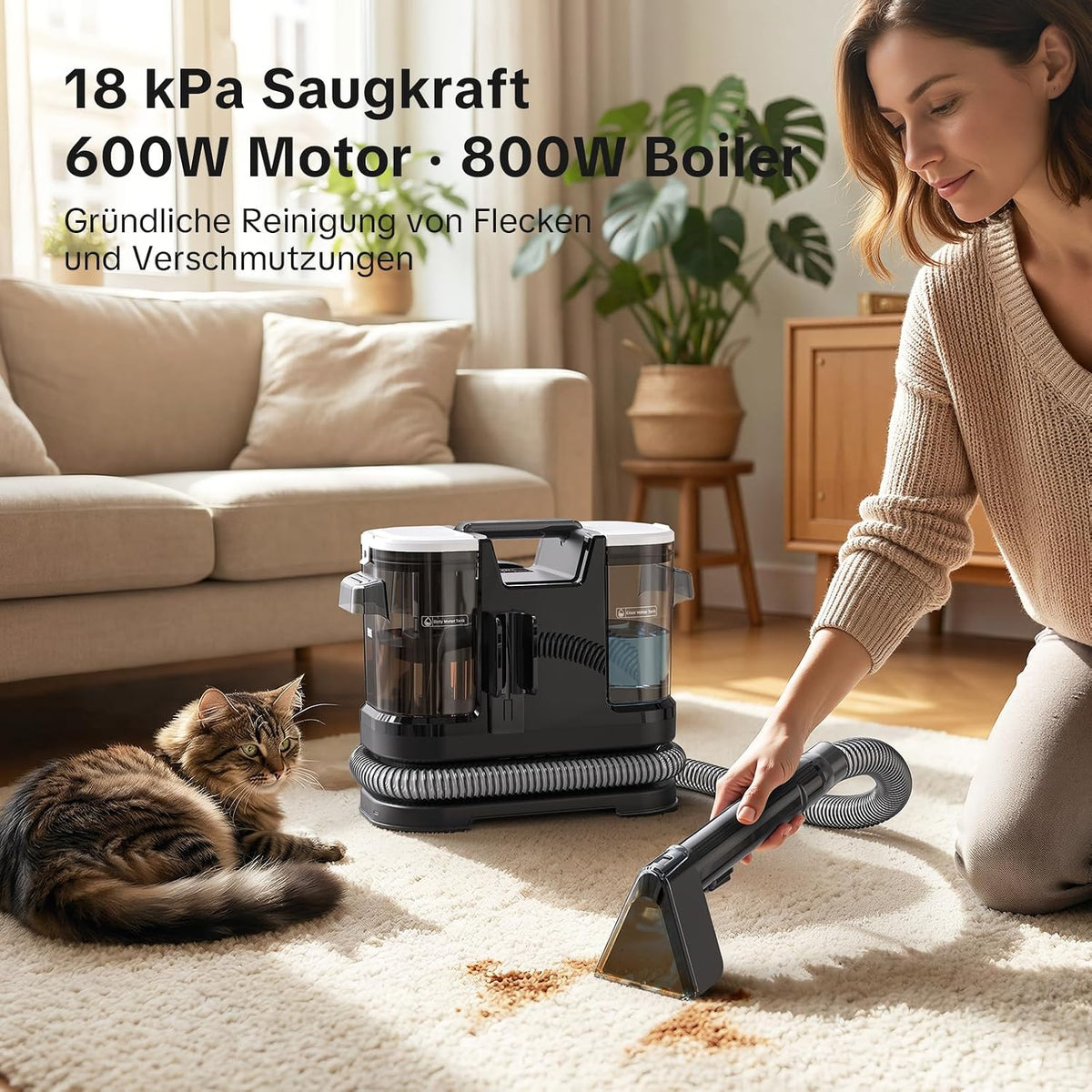 Lubluelu Odkurzacz na mokro, 1400 W, 18 kPa, podgrzewa wodę w 10 sek.