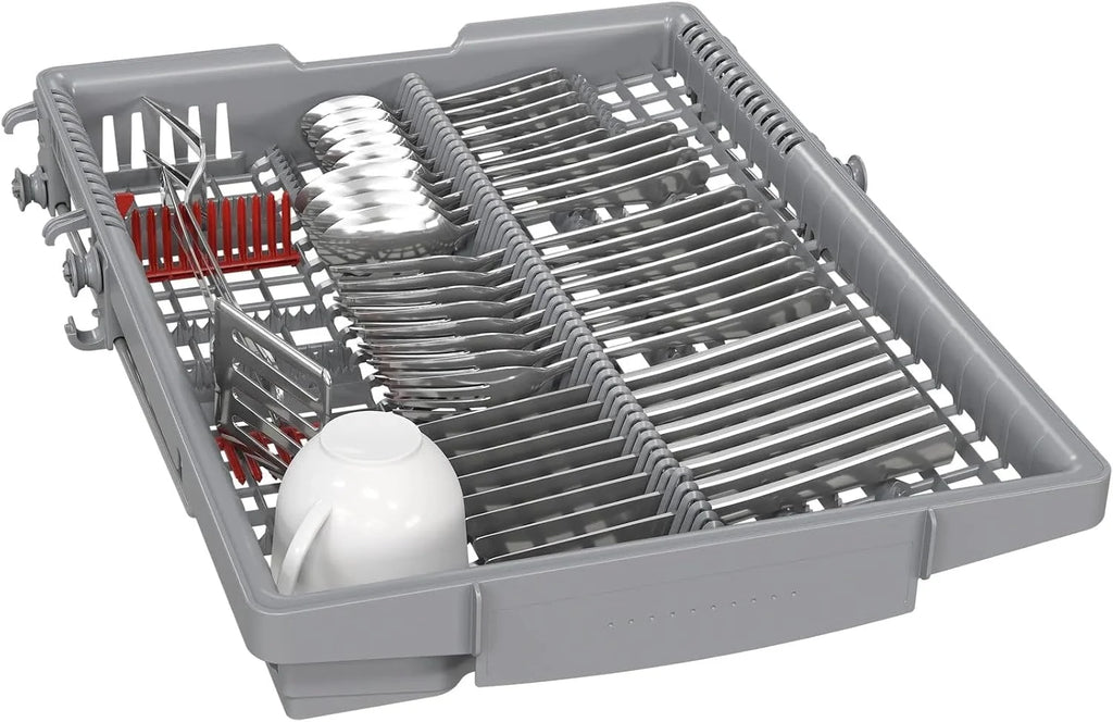 Bosch SPV2HMX42E, seria 2, inteligentna zmywarka do naczyń, w pełni zintegrowana, szerokość 45 cm, szuflada na sztućce, dodatkowe suszenie za naciśnięciem przycisku, górny kosz z regulacją wysokości,