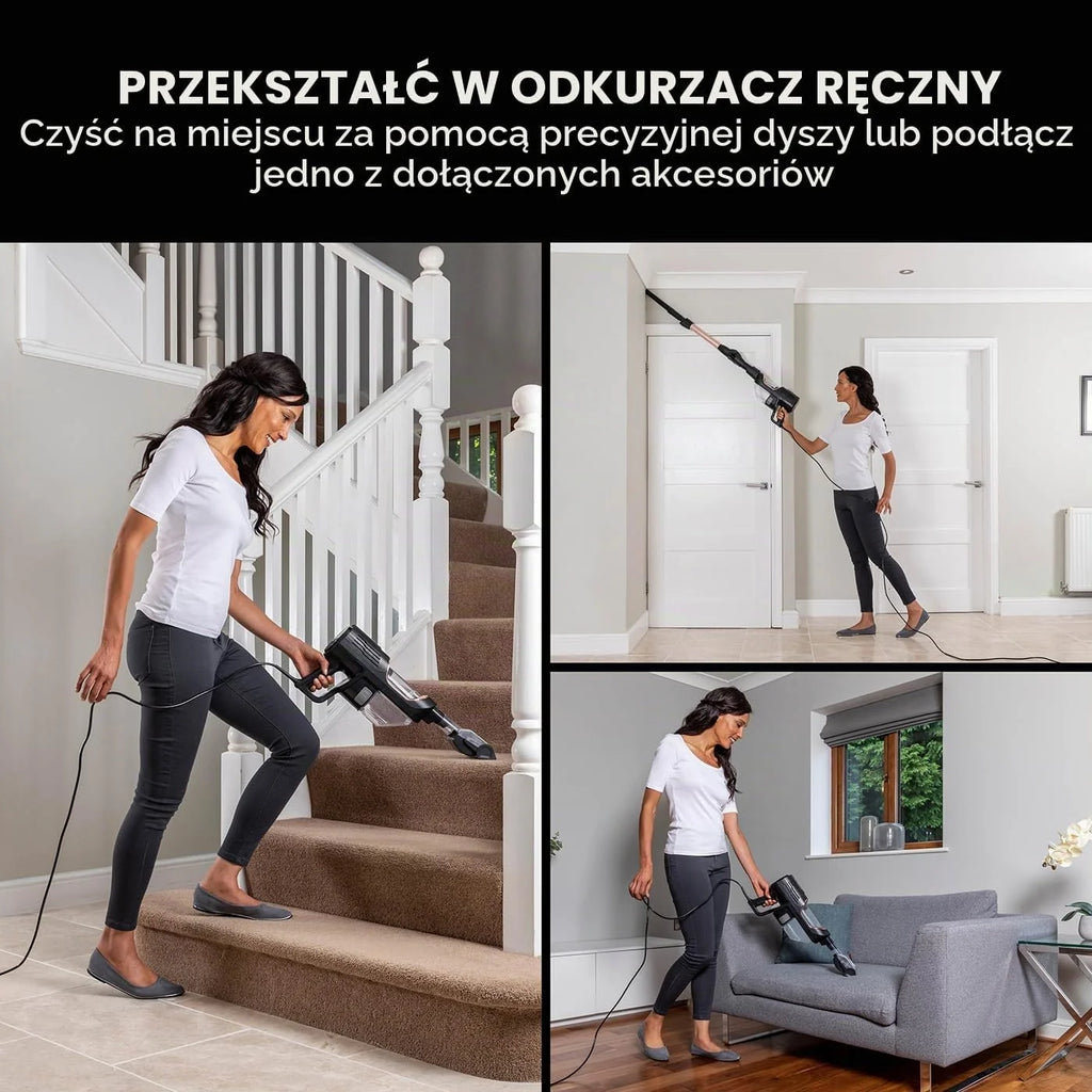 Shark Przewodowy odkurzacz pionowy z technologią Anti Hair Wrap i głowicą podłogową DuoClean, elastyczny odkurzacz do zwierząt domowych z antyalergiczną kompletną uszczelką, 3 nasadki, przewód 10 m