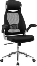 SONGMICS fotel biurowy, ergonomiczny z siatki, odchylane podłokietniki