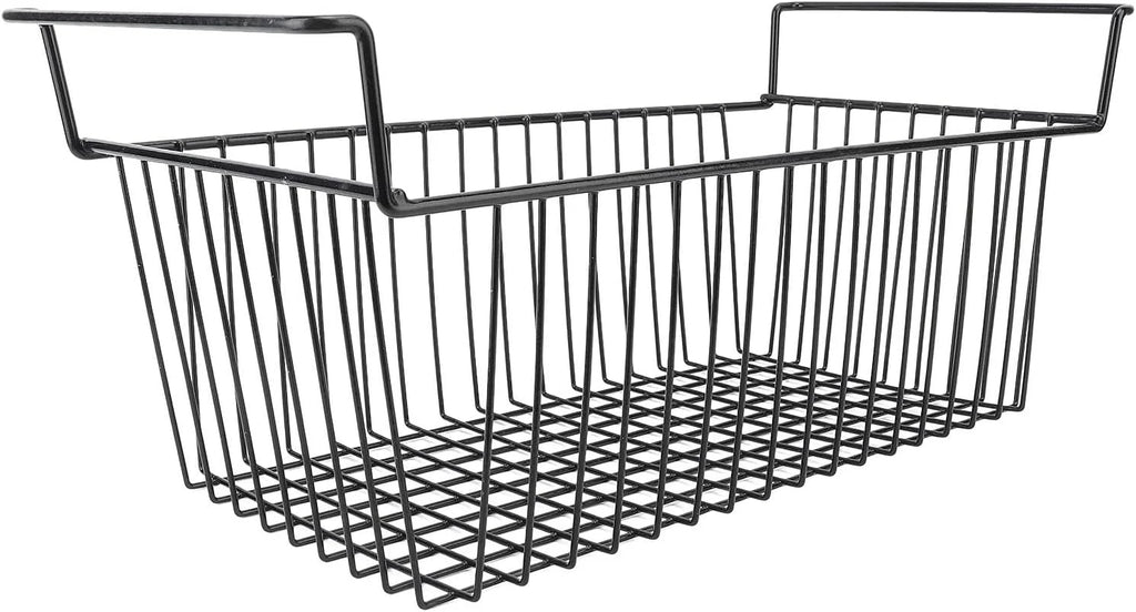 Mingzhe Pojemniki z zamrażarką skrzyniową Możliwość Układania w Stosy Czarny Głęboki Kosz do Przechowywania w Kuchni 2 szt. Drutu Metalowego (Dł. 70 cm x szer. 30 cm x wys. 27 (uchwyt 8,5)