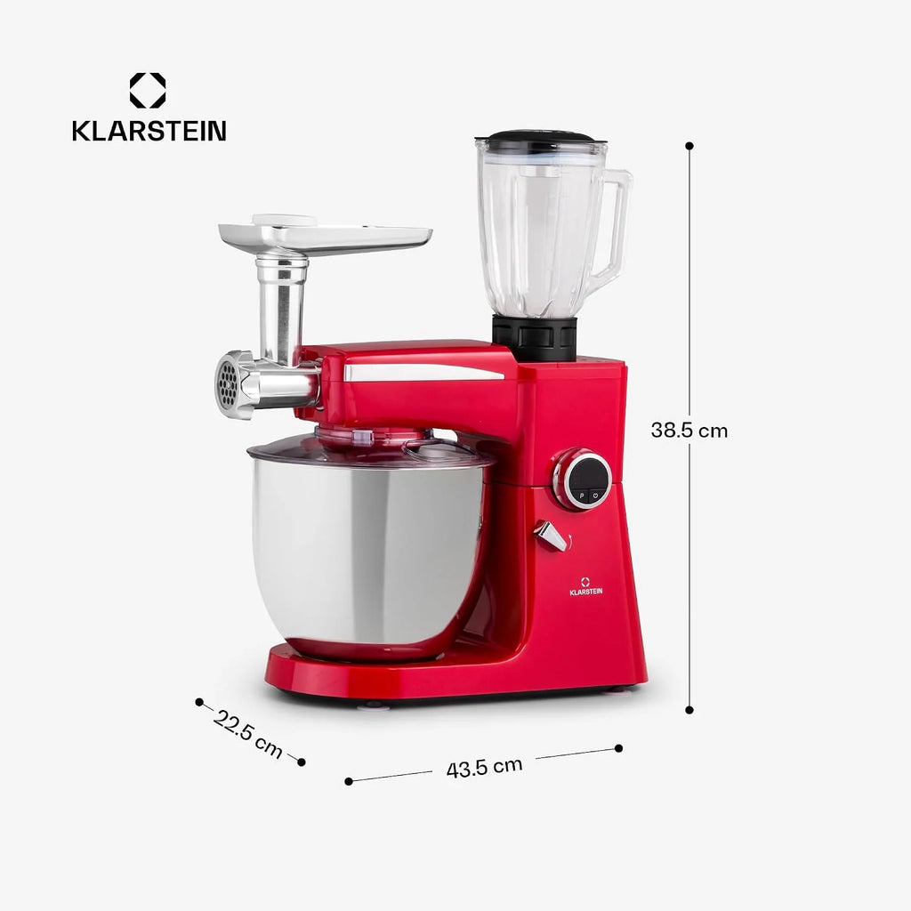 Klarstein Robot kuchenny, uniwersalny robot kuchenny, 3 w 1, mikser i miksery, maszyna do robienia ciasta z maszynką do mięsa, robot kuchenny, maszyna do ugniatania ciasta, miska 10 l, 2000 W