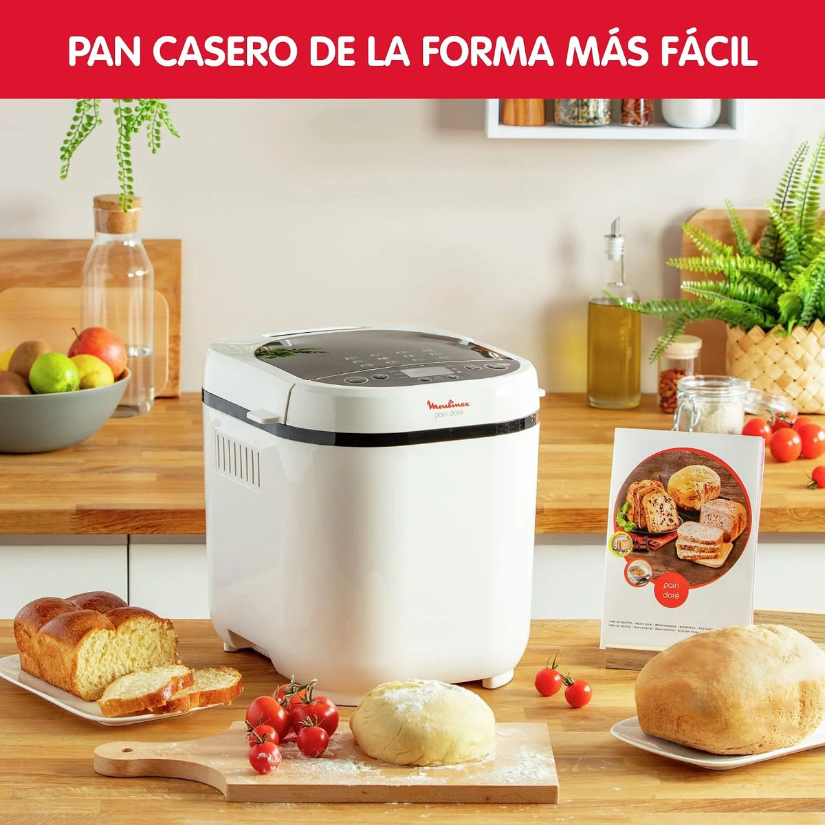 Moulinex Maszynka do pieczenia chleba z programami, tworzywo sztuczne, 31 x 29 x 29 cm jeden rozmiar biały