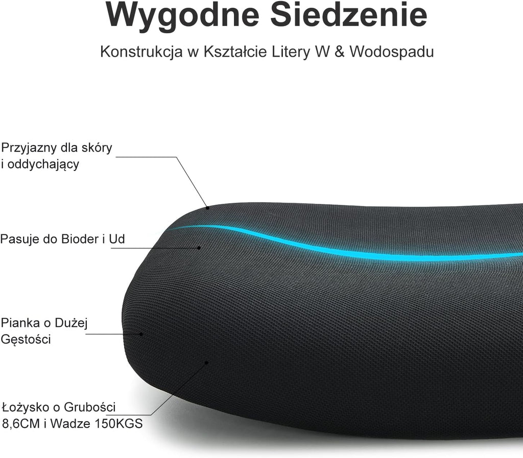 Ergonomiczne krzesło biurowe Ticova - krzesło biurowe z wysokim oparciem i regulowanym podparciem odcinka lędźwiowego, zagłówkiem i podłokietnikiem 3D