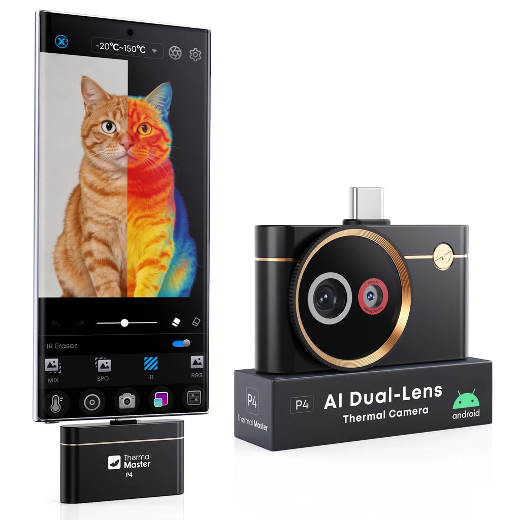 Kamera termowizyjna do systemu Android Thermal Master P4 podwójna kamera na podczerwień 512 x 384 X³ IR rozdzielczość, zakres temperatur od -20 do 600 °C, czułość 0,035℃